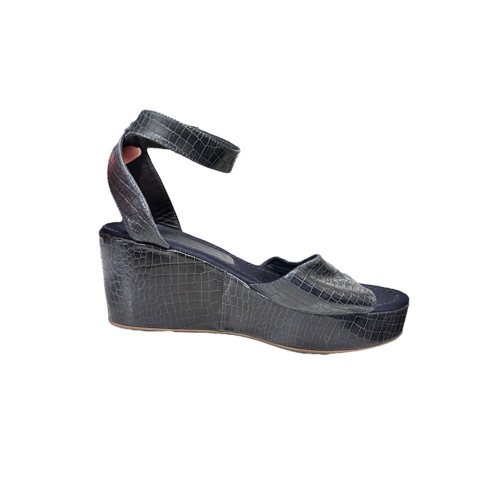 Rachel‎ Comey women's juno wedge Platform Sandals Reptile Texture navy size 10